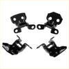 Black metal front door hinge brackets for Toyota Hilux 1978-1983 shown from the back side