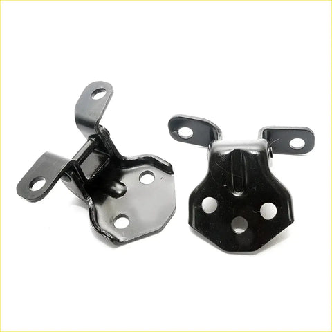 Black metal front door hinge set for mazda capella 626 sedan 1985-1987 with matte finish and multiple holes