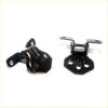Black metal front door hinges for mazda b series with glossy finish and multiple mounting holes upper and lower parts