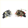 Front door lock latch set for toyota hilux 1997-2005 showing two lock mechanisms with black housing and yellow red accents