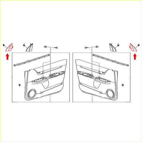 Red plastic door mirror housing showing back side for front door lower frame bracket toyota hilux revo 2015-2023