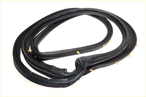 Front door weatherstrip for Datsun Nissan Sentra Sunny B12 sedan black rubber with yellow metal tabs