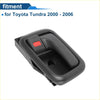 Black plastic front driver side interior door handle with red button for toyota tundra 2000 to 2006