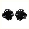 Black glossy metal front engine mount brackets with hexagonal shape and mounting holes for toyota hilux 1979-1983
