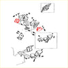 Red brake caliper assembly attached to front engine mount set for toyota hilux 2.0l 2.2l 1979-1983