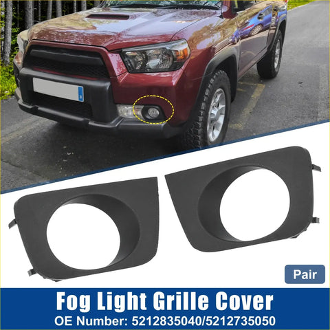 Black plastic front fog light grille cover pair for toyota 4runner 2016-2023 with durable trim design