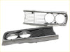 Chrome finished front grill with two circular cutouts and horizontal slats for toyota hilux rn20 rn25 1972 1978