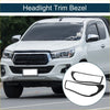 Black plastic front headlight trim bezel for toyota hilux revo 2015-2017 pickup truck set of 2