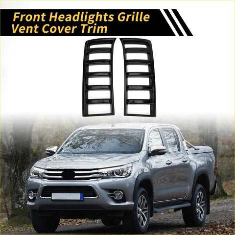Black plastic front headlights grille vent cover trim for toyota tundra 2022-2024 with sleek ribbed design