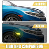 Blue honda civic with front led amber clear side marker lights glowing yellow ideal for 4wd and offroad use