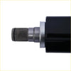 Front left axle shaft for range rover evoque with black plastic housing and metallic ridged shaft with silver collar