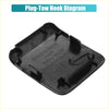 Front left bumper tow hook cover for toyota chr 2021-2022 black plastic with molded tabs and embossed text back view