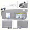 Gray plastic and cloth front left car sun visor with built-in mirror for toyota rav4 2006-2012 shown from the back