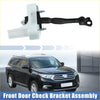 Front left door check stop strap assembly for toyota highlander in black and white metal with metallic screws