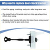 Front left door check stop strap assembly for Toyota Highlander with black and white bracket and metal screws