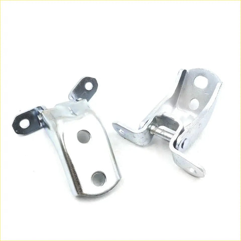 Silver finished metal front left door hinge assemblies with polished surface and multiple mounting holes for nissan navara d22 terrano 1997-2004