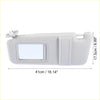 Light gray fabric front left passenger sun visor for toyota venza with rectangular transparent window and adjustable strap