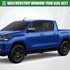 Blue toyota hilux pickup with black wheels showing front left right door window belt weatherstrip for 2005-2014 model