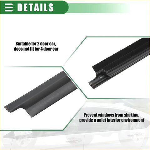 Black rubber window seal strip for front left and right door of 2005-2014 toyota hilux two-door cars