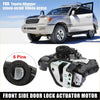 Black and silver front left side door lock actuator motor for Toyota 4Runner 2003 to 2023 front side view