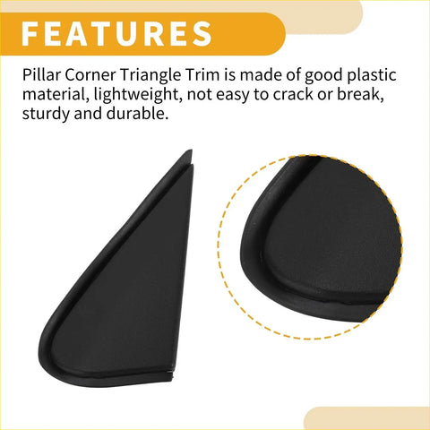 Black plastic front left side pillar triangle trim for toyota land cruiser 2008-2011 lightweight and durable