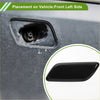 Front left washer nozzle cover for toyota land cruiser 2013-2015 in black glossy plastic shown from the back side