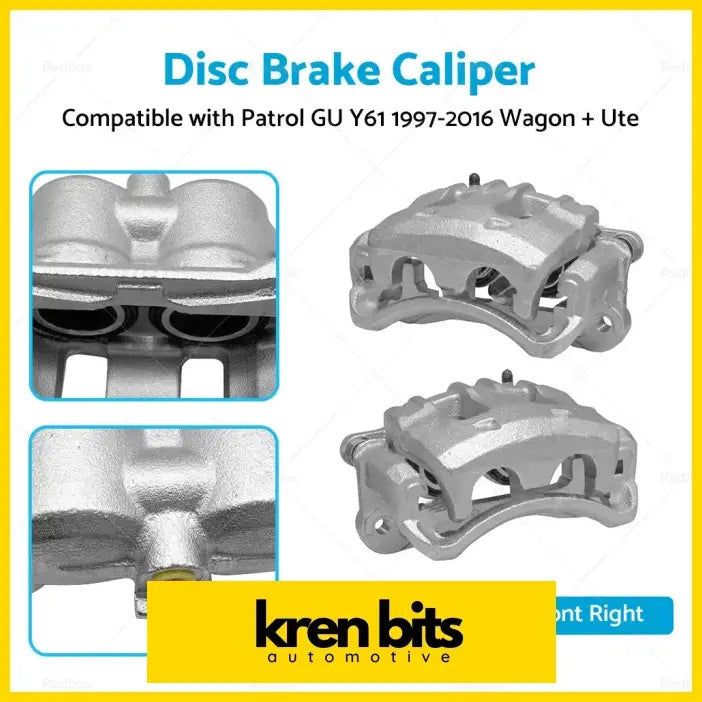 Silver metallic front lh and rh disc brake caliper set with robust design for patrol gu y61 97-16 automotive use