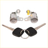 Front pair silver door lock cylinder set with black key fobs and keys for toyota tacoma 1995 to 2004