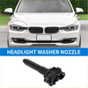 Black plastic front passenger headlight washer nozzle for toyota land cruiser shown from the back side