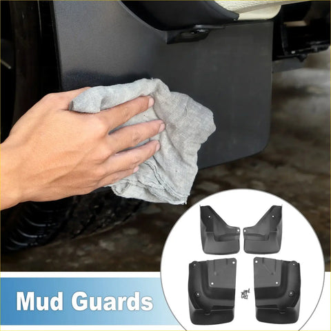 Black plastic front and rear mud flap splash guards with matte finish and molded design for toyota hiace 2012 2018