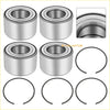 Set of four silver metallic front and rear wheel bearing assemblies with black rubber rings for can am outlander maverick commander
