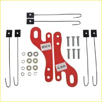 Red plastic and metal bicycle repair tool kit with black hardware for front recovery tow point fit toyota landcruiser prado