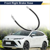 Black rubber front right brake hose with metallic fittings for toyota venza 2012-2025 shown from front side