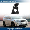 Black plastic front right fog light grill cover for toyota highlander 2014-2019 shown from the back side