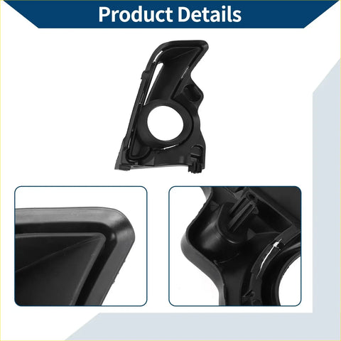 Black plastic front right fog light grill housing cover for toyota highlander 2014-2019 shown from back side