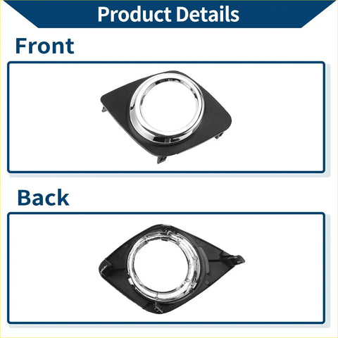 Front right fog light grill insert for toyota rav4 2009-2012 with chrome accents and black finish
