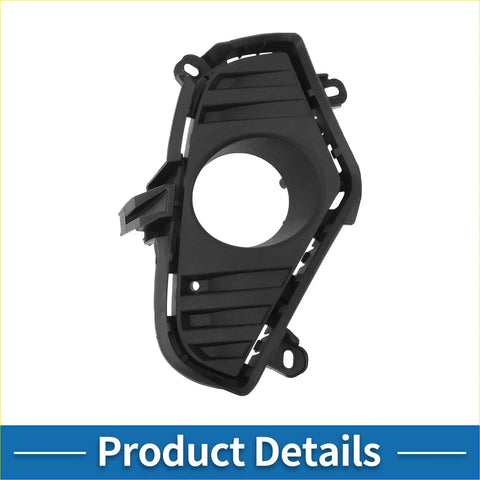 Front right fog light grill for toyota rav4 2019-2023 black plastic housing with circular opening and molded tabs back view