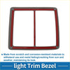 Front row headlight trim bezel for toyota tacoma 2016-2023 with red and gray light trim and sleek rectangular design