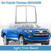 Silver metallic front row headlight trim bezel for toyota tacoma 2016-2023 with light trim design