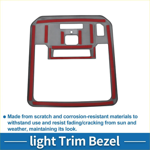 Front row headlight trim bezel for toyota tundra 2022-2023 matte gray and red light trim with sleek rectangular design