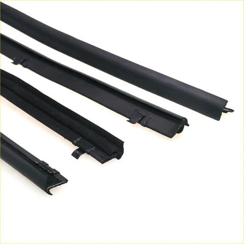 Black rubber weather stripping seals for front short door belt moulding on nissan datsun 720 1979-1986