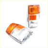 Front turn signal light for isuzu elf with orange and clear plastic textured corner lenses for npr nrr nqr gmc