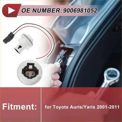 White plastic front turn signal light socket wiring with black wire and connector for toyota auris 2001-2011