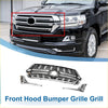 Front upper bonnet bumper grille for toyota land cruiser lc200 chrome finish with central emblem and horizontal slats