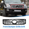 Black front upper bonnet bumper grille for toyota land cruiser prado with chrome mesh and central oval emblem