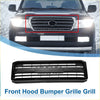 Black front upper bumper grille with horizontal slats and central emblem slot for toyota land cruiser 2007-2012