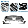 Front upper bumper grille for Toyota Land Cruiser 2016-2023 with chrome finish abs plastic and central circular emblem