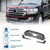 Black chrome front upper bumper grille with central circular emblem for Toyota Land Cruiser 2016 to 2023 models