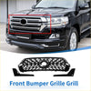 Front upper bumper grille for toyota land cruiser lc200 2016-2020 black with geometric lattice design and circular opening