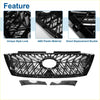Black abs plastic front upper bumper grille with geometric lattice and oval opening for Toyota Land Cruiser Prado FJ150